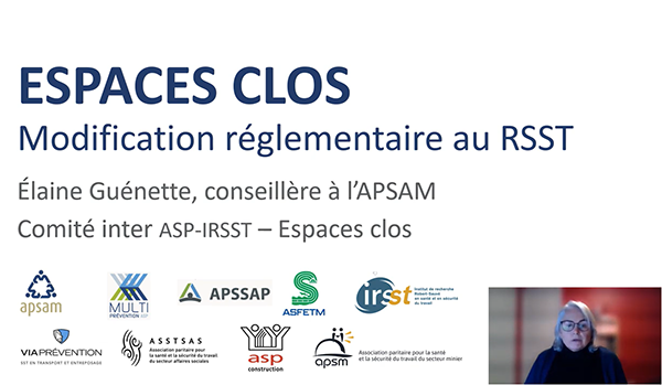 Espaces clos - Modifications réglementaires au RSST - Février 2023 (Vidéo)