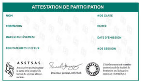 Carte d'attestation de participation - exemple